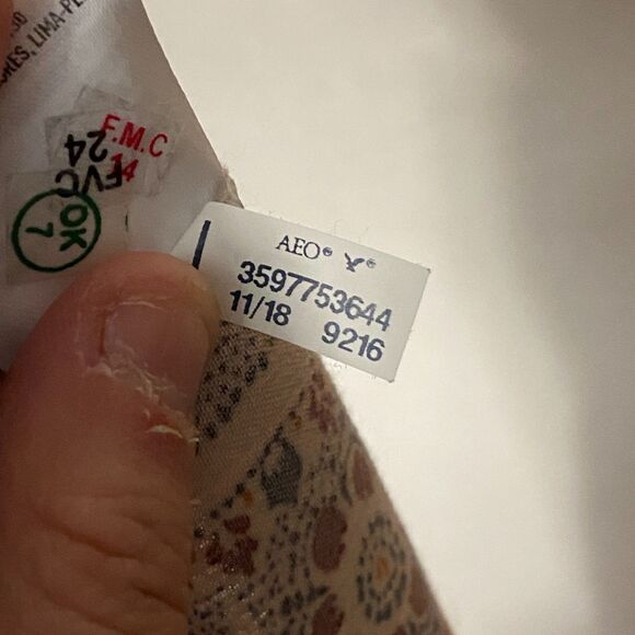 AE Boho Patterned Tassel Balloon Sleeve Peasant Peplum Top Sz M Festival Artsy - Picture 9 of 12